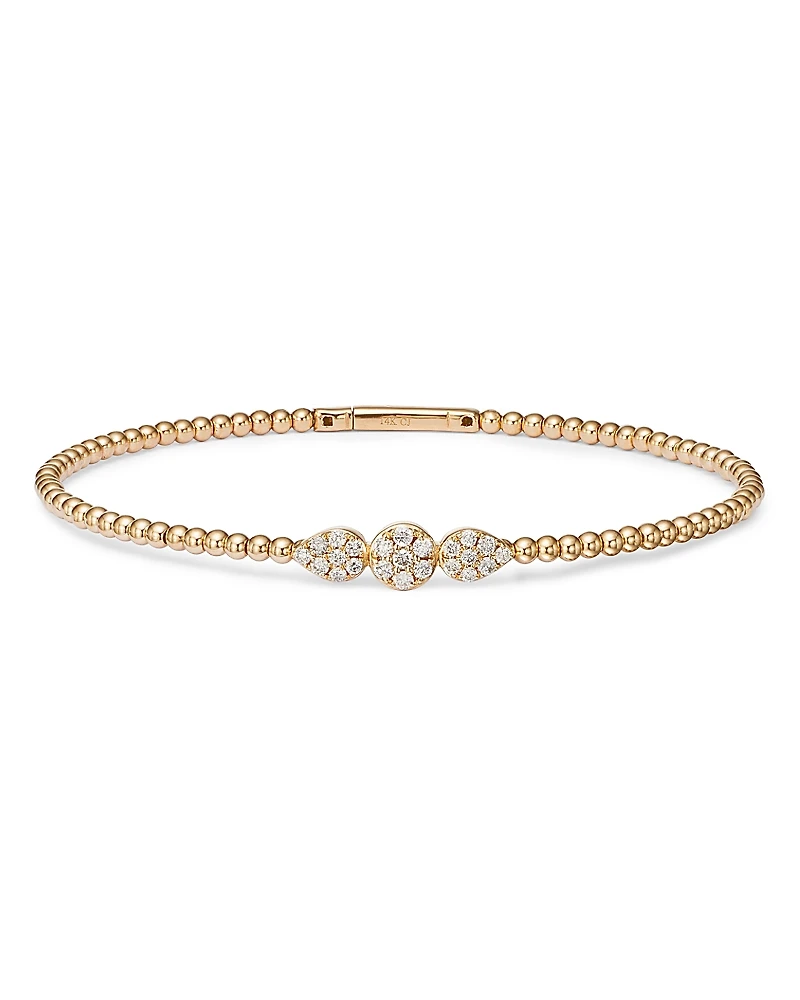 Bloomingdale's Fine Collection Diamond Triple Cluster Bead Bangle Bracelet