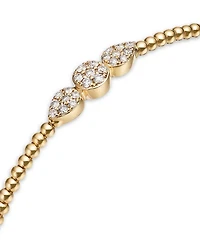 Diamond Triple Cluster Bead Bangle Bracelet in 14K Yellow Gold, 0.40 tcw