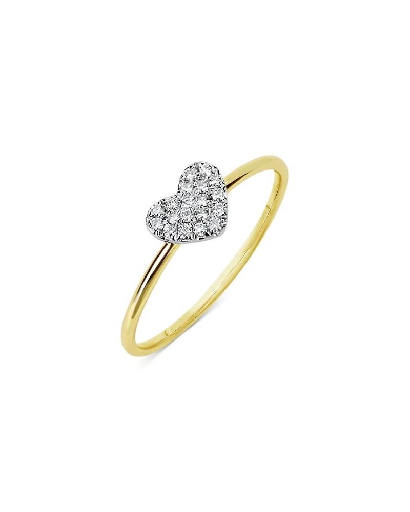 14K White & Yellow Gold Diamond Heart Pavé Cluster Ring