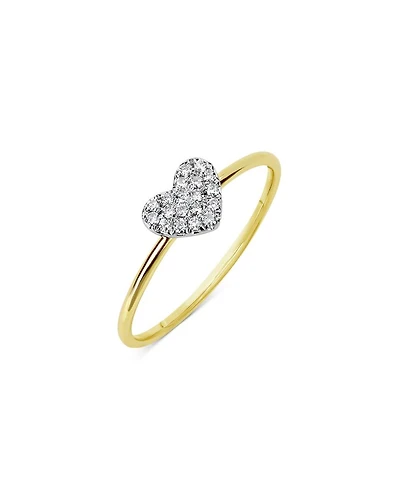 14K White & Yellow Gold Diamond Heart Pavé Cluster Ring