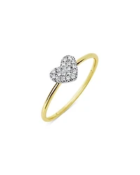 14K White & Yellow Gold Diamond Heart Pavé Cluster Ring