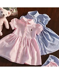 Girls' Striped Oxford Dress & Bloomers Set - Baby