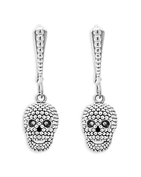 Sterling Silver Rare Wonders Caviar Bead Skull Drop Earrings