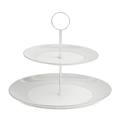 Wedgwood Gio Platinum 2 Tier Cake Stand