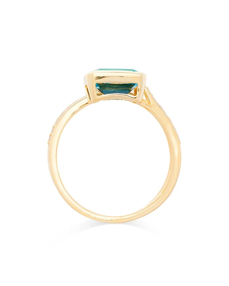 London Blue Topaz & Diamond Wrap Ring in 14K Yellow Gold