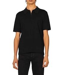 Sandro Knitted Polo Shirt with Zip Collar