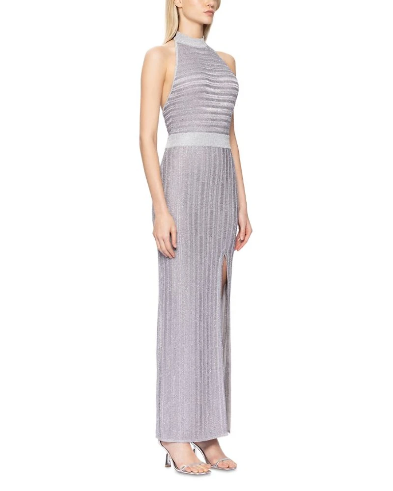 Halter Eyelash Knit Gown