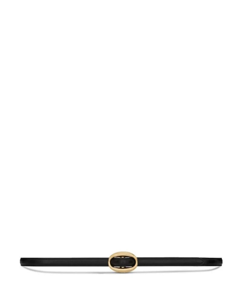 Oval Buckle Thin Belt Smooth Leather