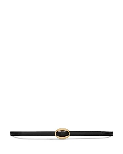 Oval Buckle Thin Belt Smooth Leather