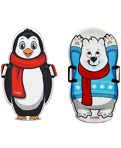 CocoNut Outdoor Penguin & Polar Bear Single Ride Foam Sleds Bundle - Ages 5+