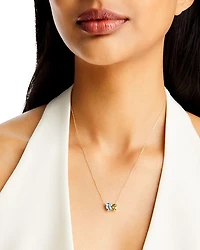Peridot, Blue Topaz, & Diamond Pendant Necklace in 14K Yellow Gold, 18"
