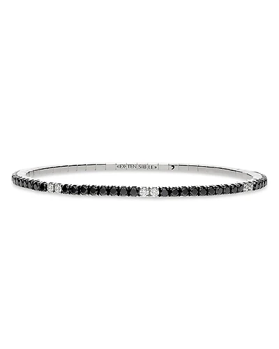 Extensible 18K White Gold Black & White Diamond Stretch Tennis Bracelet