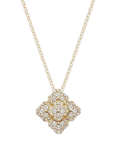 Bloomingdale's Fine Collection Diamond Clover Cluster Pendant Necklace