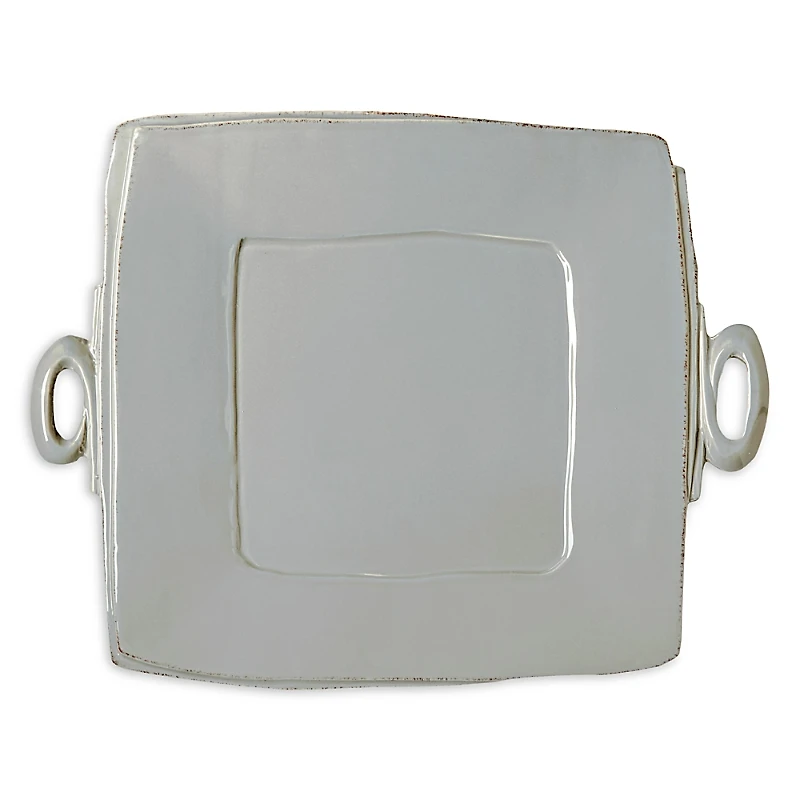 Vietri Lastra Gray Handled Square Platter