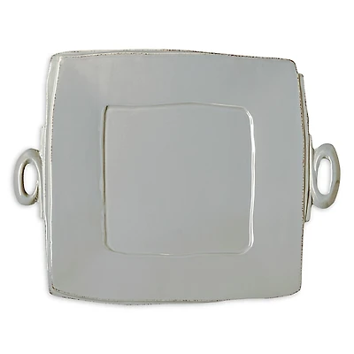 Vietri Lastra Gray Handled Square Platter