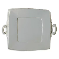 Vietri Lastra Gray Handled Square Platter