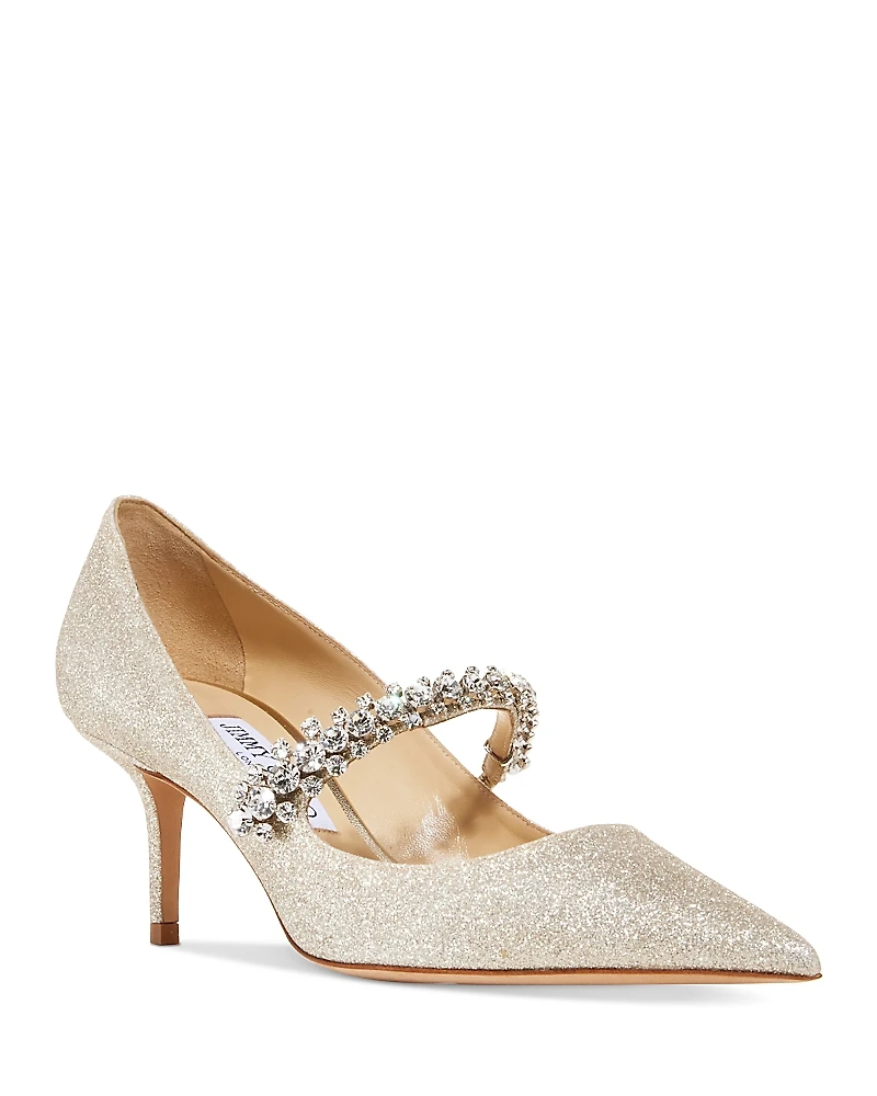Jimmy Choo Women's Bing 65 Glitter Pointed Toe Pumps