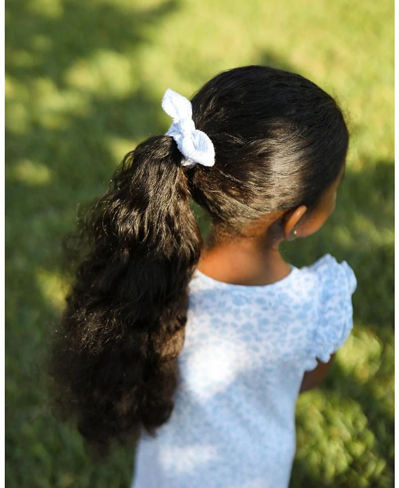 Girls' Birdie Blue Seersucker Bow Scrunchie - Little Kid, Big Kid