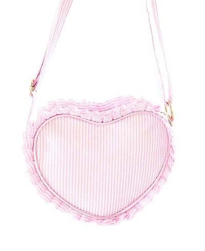 Bits & Bows Girls' Palmer Pink Seersucker Heart Purse - Little Kid, Big Kid