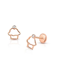 Children's 14K Gold Cupcake Cutie Studs Girls' Screw Back Earrings