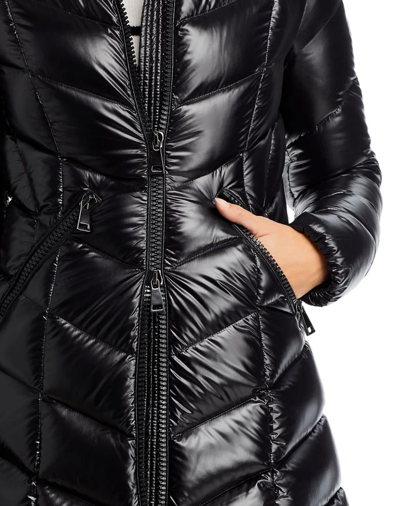 Marre Down Puffer Coat with Shearling Trim
