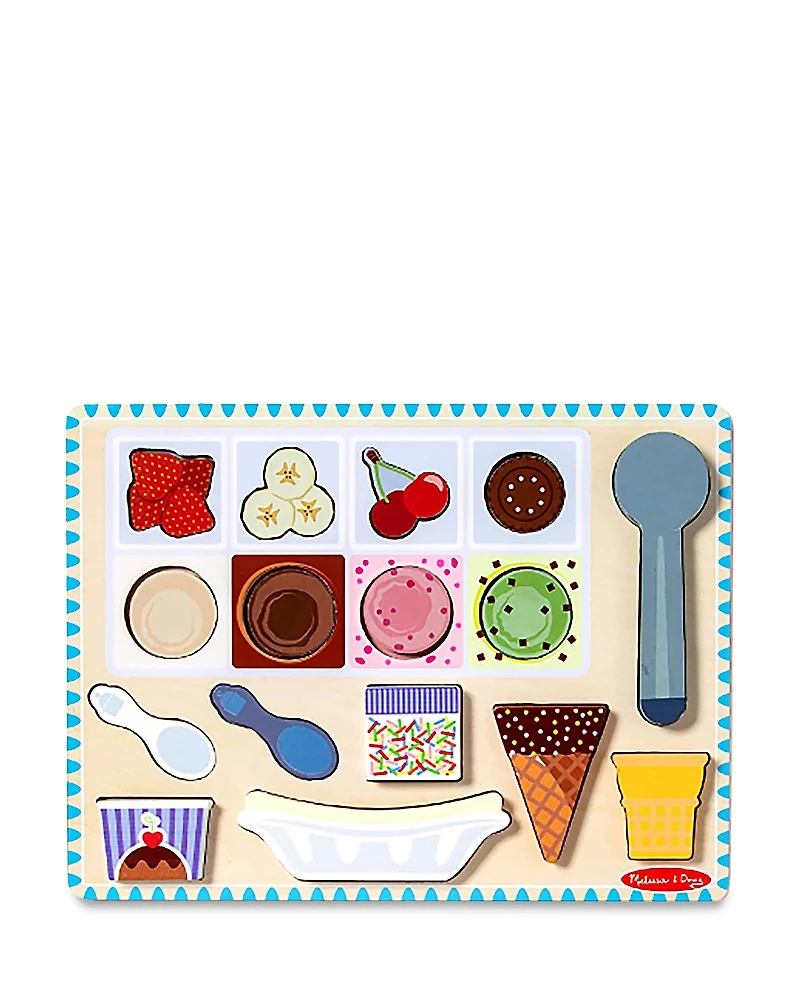 Melissa & Doug Wooden Magnetic Ice Cream Puzzle & Play Set - Ages 24 - 60 Months