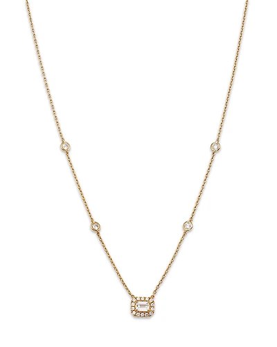 Bloomingdale's Fine Collection Diamond Emerald Cut Halo Pendant Necklace