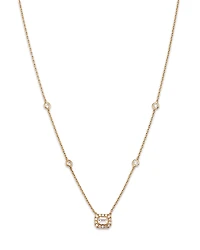 Bloomingdale's Fine Collection Diamond Emerald Cut Halo Pendant Necklace