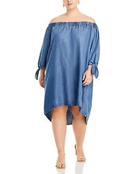 Julie Off-the-Shoulder Chambray Dress