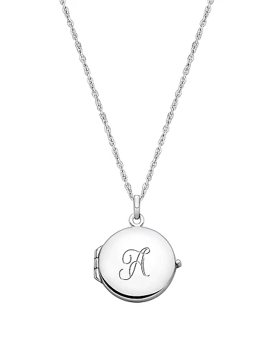 Tiny Blessings Girls' Sterling Silver Round Locket & Engraved Initial 14-16" Necklace - Children