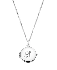 Tiny Blessings Girls' Sterling Silver Round Locket & Engraved Initial 14-16" Necklace - Children