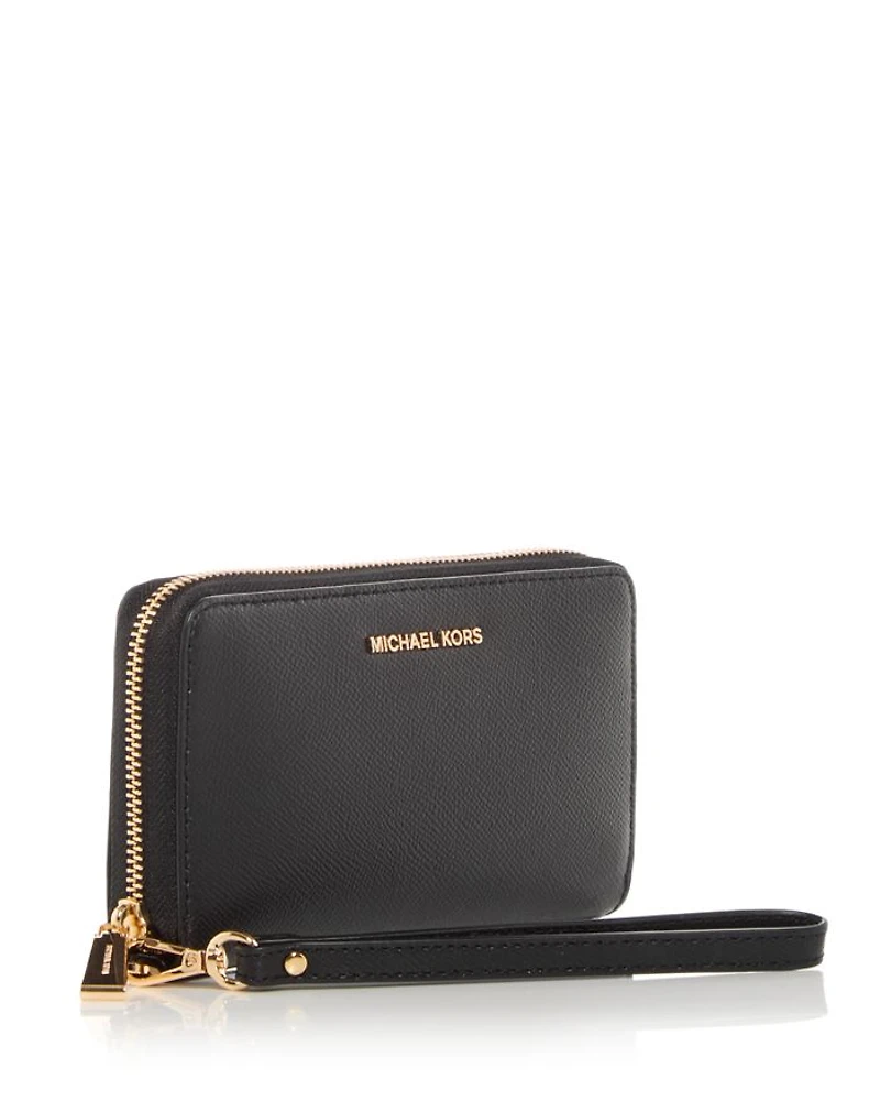 Multi-Function Flat Large Saffiano Leather Smartphone Wristlet