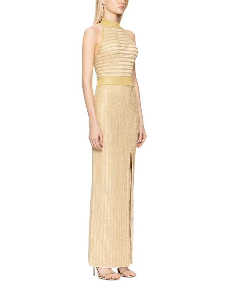 Halter Eyelash Knit Gown