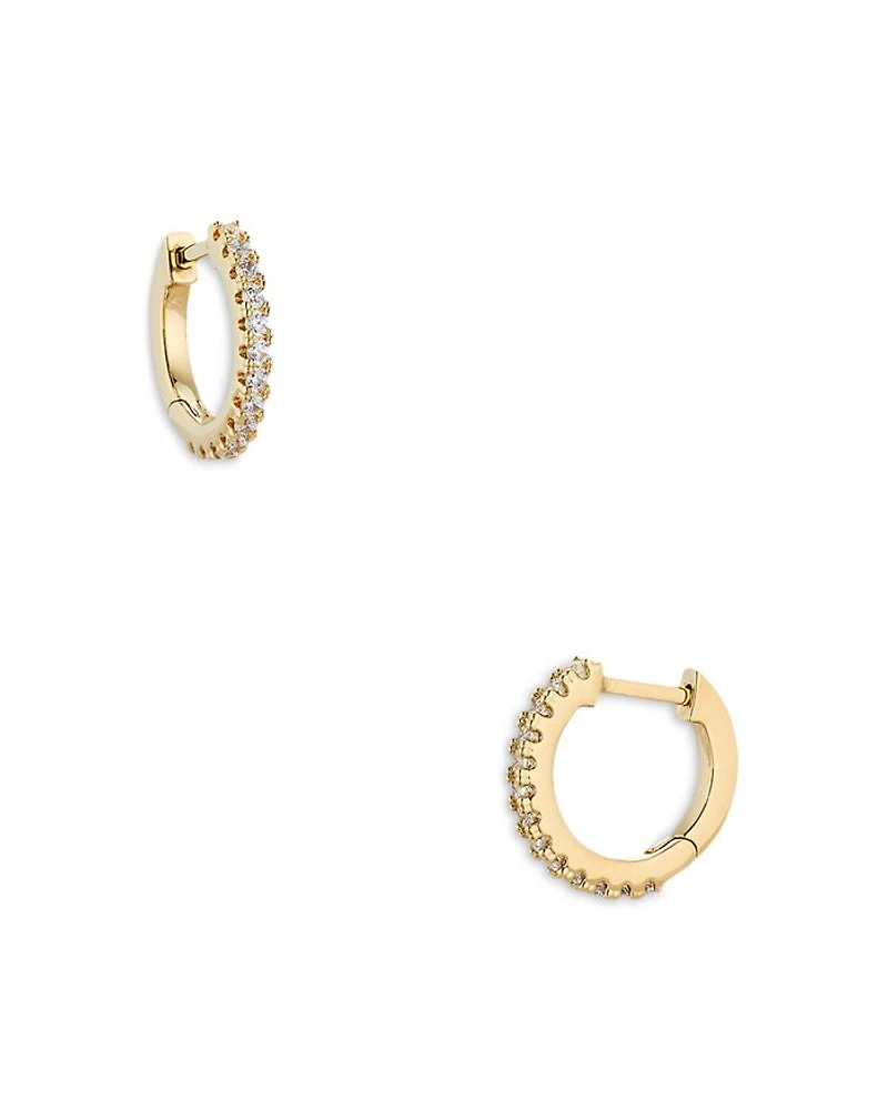 Pavé Front Huggie Hoop Earrings 18K Gold Plated or Rhodium