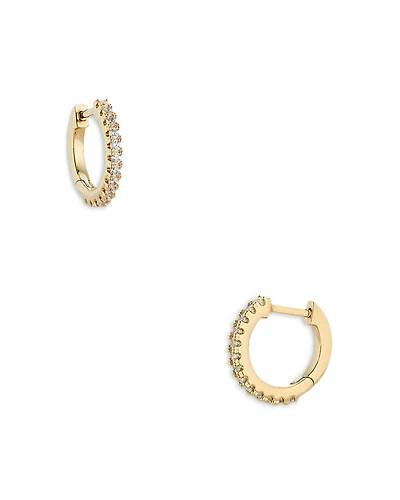 Pavé Front Huggie Hoop Earrings 18K Gold Plated or Rhodium
