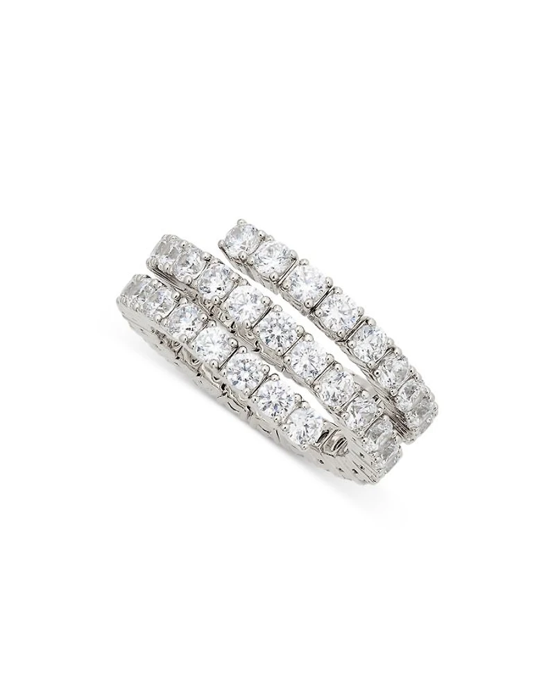 Cubic Zirconia Flex Wrap Ring Rhodium Plated