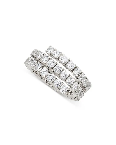 Cubic Zirconia Flex Wrap Ring Rhodium Plated