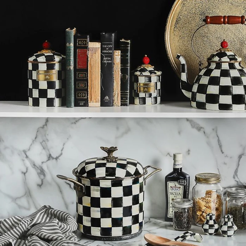 Courtly Check Enamel Canisters