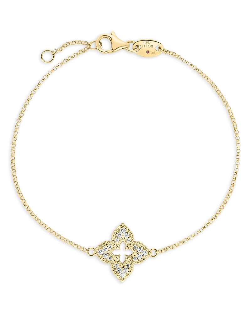 Roberto Coin 18K Yellow Gold Venetian Princess Floral Diamond Station Bracelet