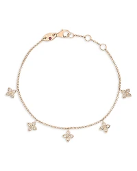 Roberto Coin 18K Rose Gold Verona Love by the Inch Diamond Flower Five Charm Bracelet