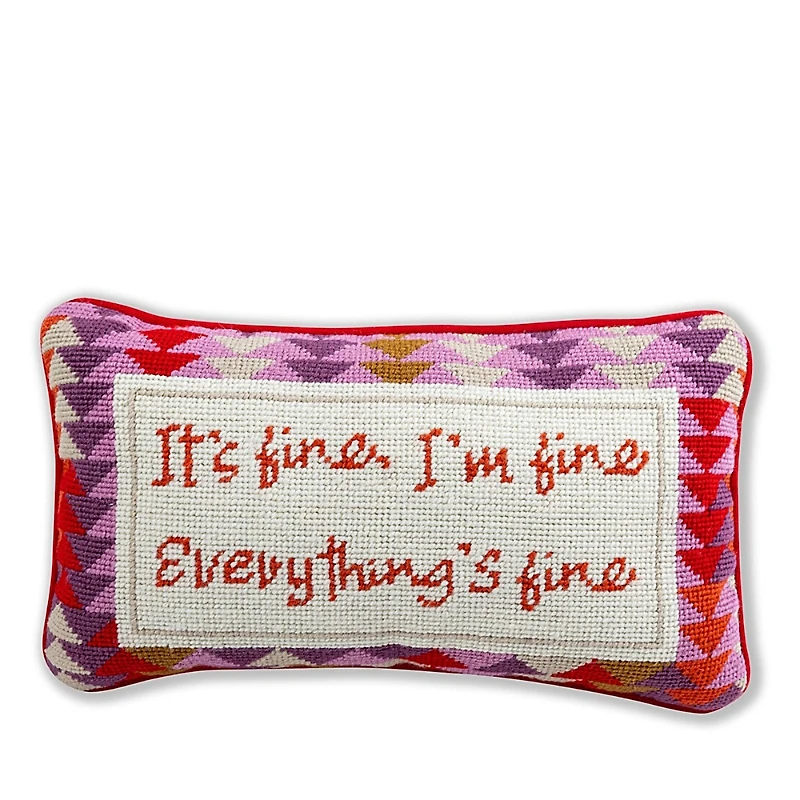 Furbish Studio Everything's Fine Needlepoint Decorative Pillow
