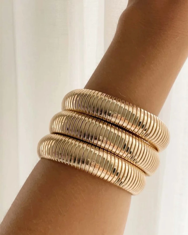 Golden Hour Stretch Bracelets 18K Gold Plated or Rhodium Plated, Set of 3