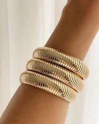 Golden Hour Stretch Bracelets 18K Gold Plated or Rhodium Plated, Set of 3