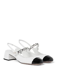 Miu Women's Cap Toe Iconic Slingback Pumps