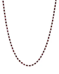 Gemstone & Diamond Tennis Necklace in 14K White Gold, 17"