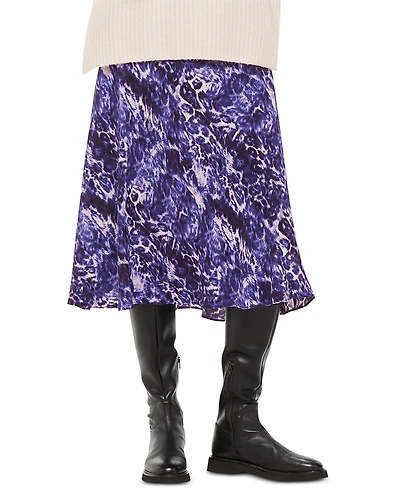 Whistles Glossy Leopard Bias Skirt