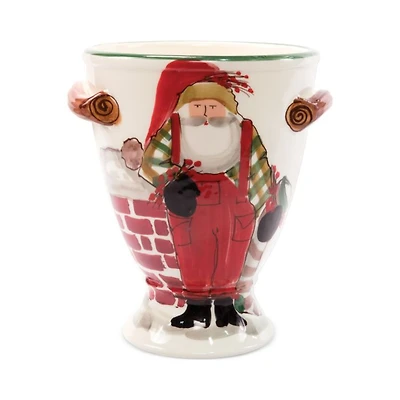 Old St. Nick Footed Urn with Chimney & Stockings