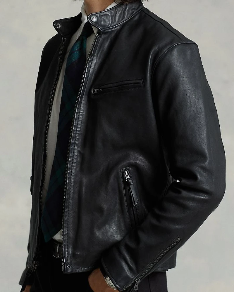 Lambskin Leather Café Racer Jacket