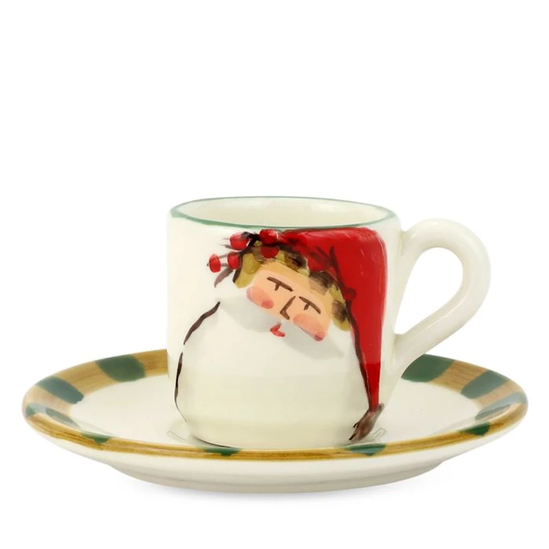 Old St. Nick Assorted Espresso Cups & Saucers, Set of 4
