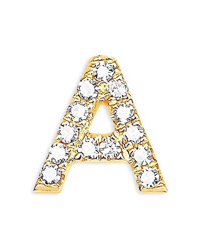 Ef Collection 14K Yellow Gold Diamond Initial Stud Earrings